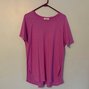 Zenana Outfitters Bright Lilac Short-Sleeve Knit Top